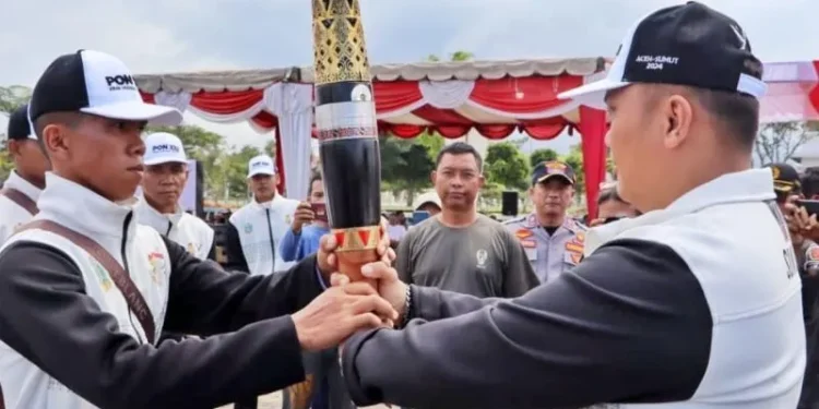 Selain Diarak Keliling Aceh, Api PON ke XXI Aceh Sumut Juga Diarak di Sumut