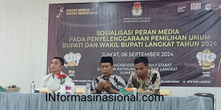 KPU Langkat Sosialisasi Kepada Wartawan Tentang Peran Media pada Penyelenggara Pemilu Kada 2024