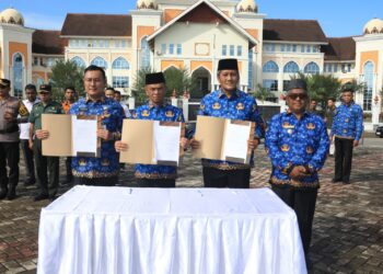 Pemkab Aceh Utara Gelar Apel Pasukan Linmas dan Ikrar Netralitas ASN