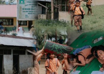 Tragis, Anak-anak SD Negeri 0574627 Adnin Tengah Langkat Belajar di Lantai Beralaskan Tikar