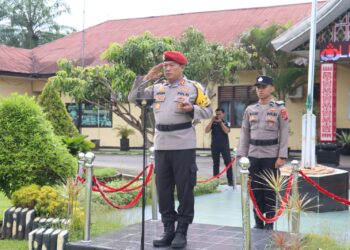 Kapolres Pasbar AKBP Agung Tribawanto Pimpin Apel Hari Jadi Fungsi Reserse Ke-77