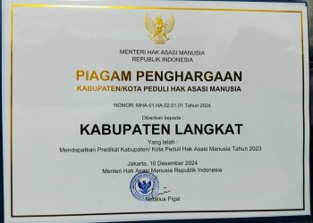 Pemkab Langkat Raih Piagam Kabupaten Peduli HAM Nasional 2024: Bukti Nyata Komitmen dan Kolaborasi
