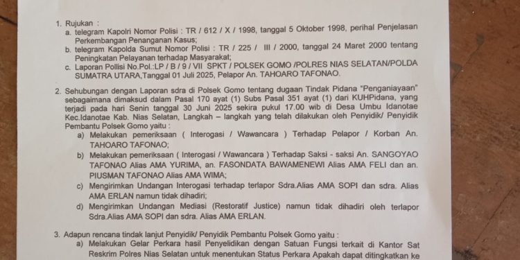 Mediasi Gagal, Penyidik Polsek Gomo Siap Tetapkan Mantan Kades sebagai Tersangka Pengeroyokan