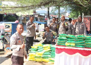 Polres Labuhanbatu Guyur 4 Ton Beras Murah, Warga Rantau Utara Serbu Dua Titik Penjualan