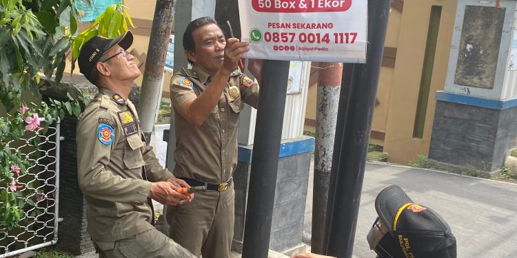 Penertiban Reklame di Beberapa Sudut Kota Pemalang Digelar Satpol PP