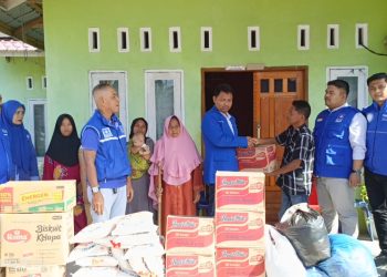 DPD PAN Madina Serahkan Bantuan ke Warga Desa Tanjung Sialang Terdampak Banjir