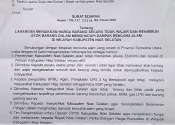 Bupati Nias Barat Terbitkan Larangan Keras: Harga Kebutuhan Pokok Tak Boleh Melonjak Saat Bencana