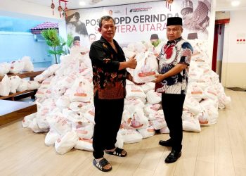 Gerindra Sumut Bagikan 10.000 Sembako untuk Warga saat HUT ke-18 Partai