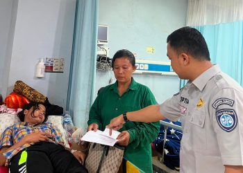 Jasa Raharja Labuhanbatu Santuni Korban Tertimpa Truk Sawit di Bilah Hilir