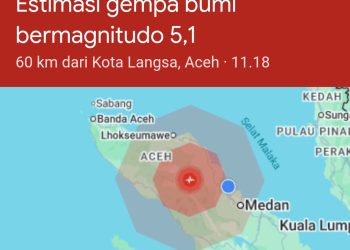 Gempa M 5,1 Guncang Aceh Timur, Getaran Kuat Terasa hingga Langkat, Warga Gebang Berhamburan Keluar