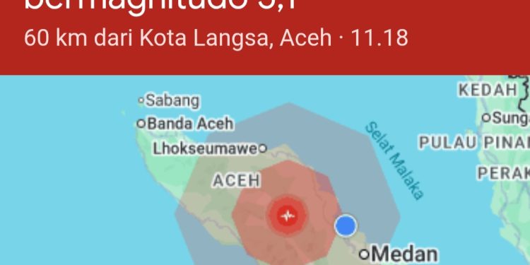 Gempa M 5,1 Guncang Aceh Timur, Getaran Kuat Terasa hingga Langkat, Warga Gebang Berhamburan Keluar
