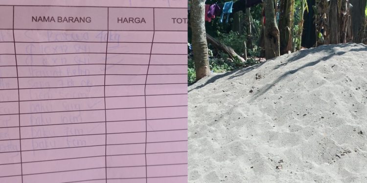 Nota Pembelian Material Program Renovasi RTLH di Desa Padangloang Disorot, Selisih Estimasi Anggaran Rp8,07 Juta