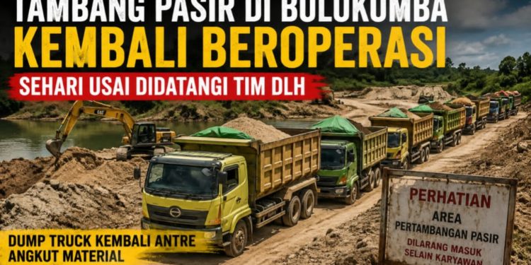 Miris! Sehari Usai DLHK Sidak dan Beri Peringatan , Tambang Pasir di Mampua Bulukumba Kembali Aktif Beroperasi