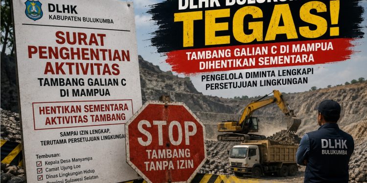 DLHK Bulukumba Hentikan Sementara Tambang Galian C di Mampua, Pengelola Diminta Lengkapi Izin yang Disyaratkan
