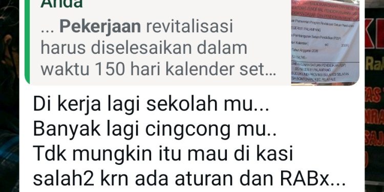 Ramai Berita Soroti Proyek Revitalisasi SDN 81 Palampang, Muncul Komentar WA Sebut LSM “Pemburu Ampao”