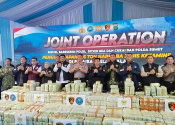 Kapal Tanker Global 168 Disergap, 2,2 Ton Narkoba Internasional Dipamerkan di Belawan